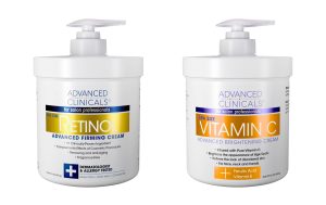 Advanced Clinicals Retinol & Vitamin C Anti-Aging Moisturizer Duo, 16oz Each, Reduces Wrinkles & Sun Damage, Hydrating Formula