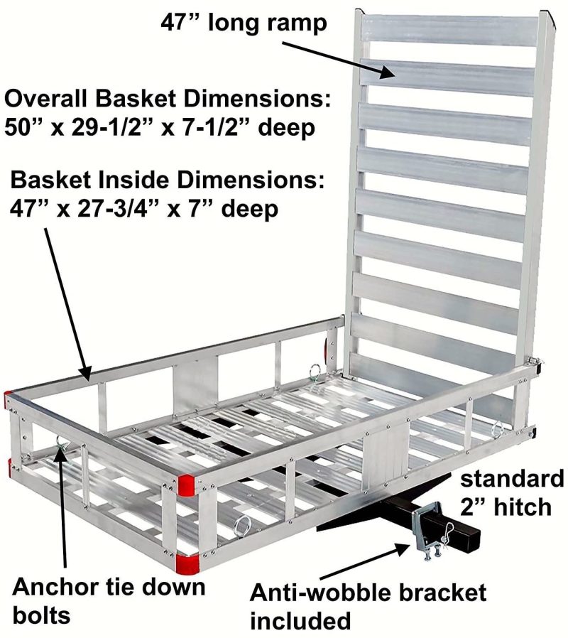 80779 Aluminum Hitch Mount Cargo Carrier with 47” Long Ramp, 1 Pack - Image 3