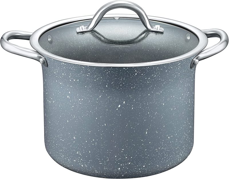7 QT Copper, Granite, or Sapphire Non Stick Stock Pot Casserole (Induction Compatible) With Glass Lid - Image 10