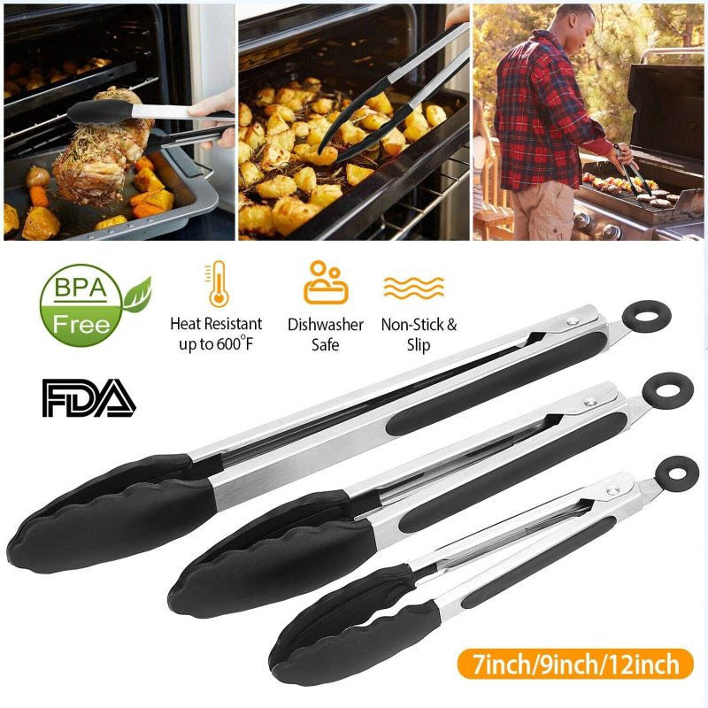 3 Pack Stainless Steel  Cooking Tongs Set - Image 2