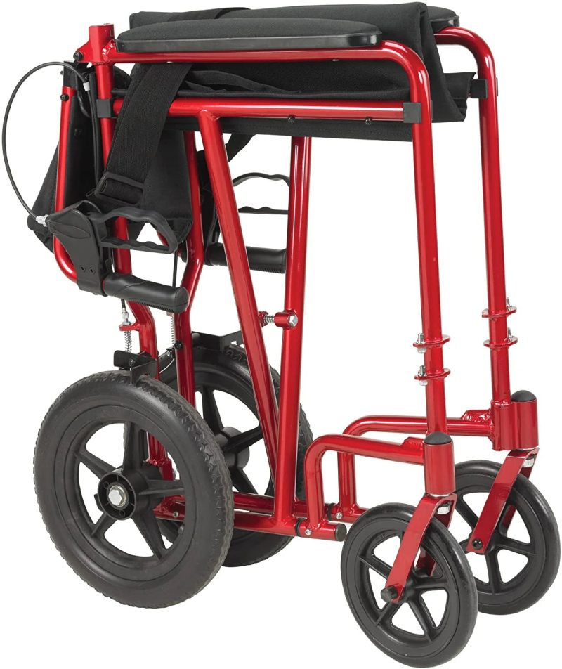 DRIVE MEDICAL EXP19LTRD LIGHTWEIGHT EXPEDITION FOLDING TRANSPORT WHEELCHAIR WITH HAND BRAKES - Image 4