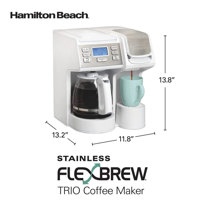 Hamilton Beach FlexBrew Trio 2-Way Coffee Maker, Compatible with K-Cup Pods or Grounds, Combo, Single Serve & Full 12c Pot, Black - Fast Brewing (49902) - Image 26