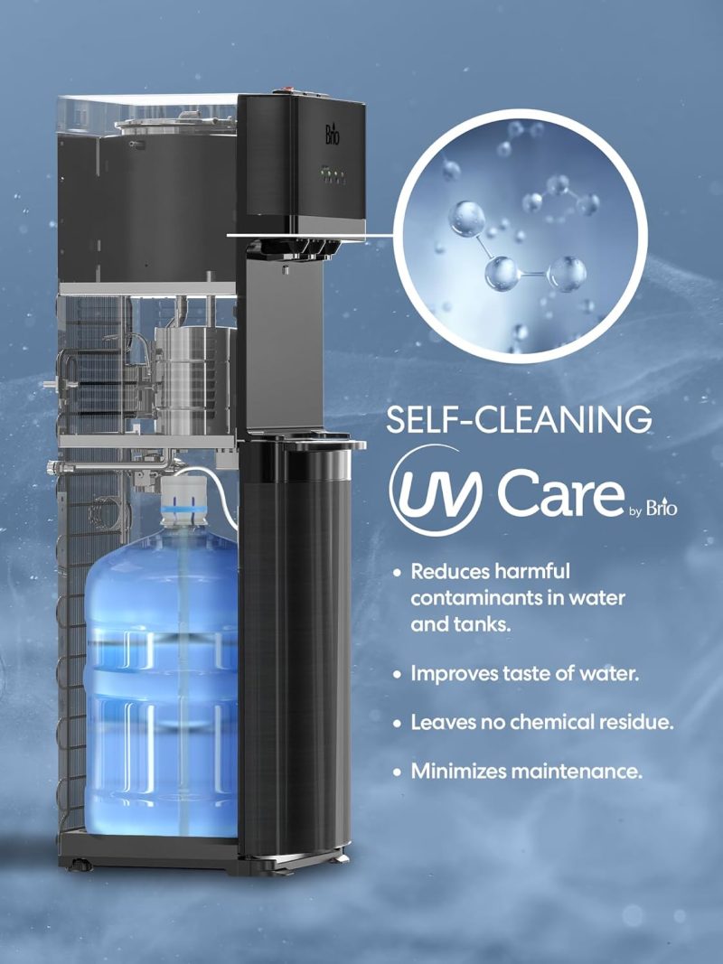 Self Cleaning Bottom Loading Water Cooler Water Dispenser  ?Black Stainless Steel - 3 Temperature Settings - Hot, Room & Cold Water - Image 9