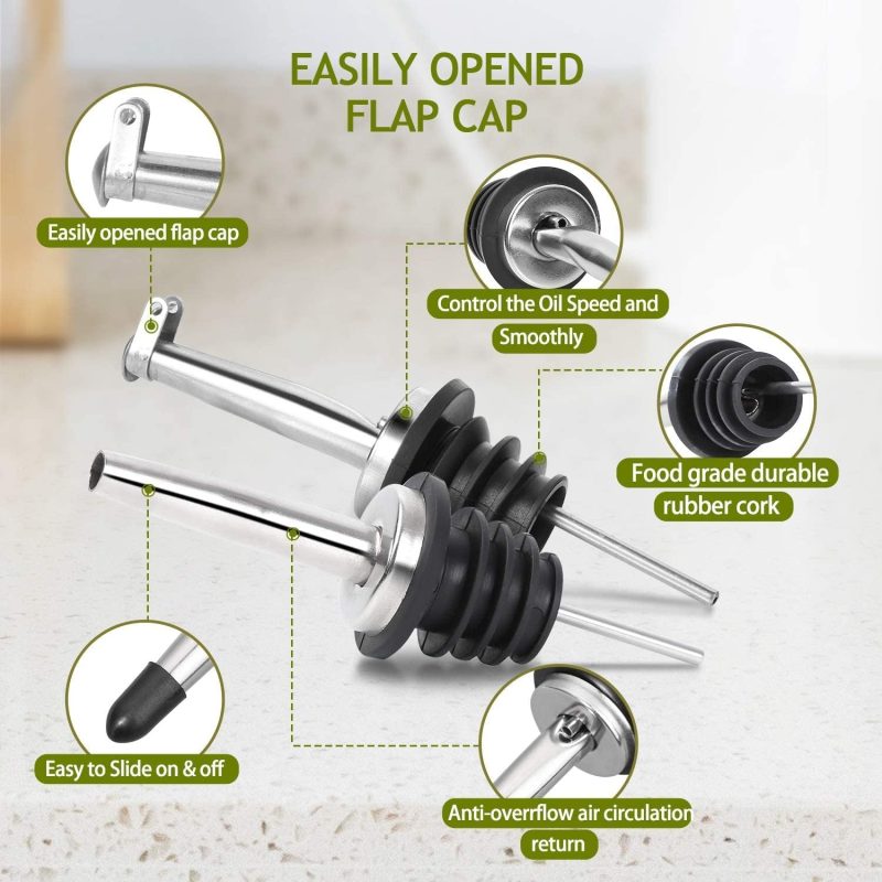 2 PACK, 17 Oz Glass Olive Oil Dispenser Bottle Set – 500ML - Image 4