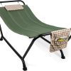 Best Choice Products Outdoor Hammock Bed with Stand for Patio, Backyard, Garden, Poolside w/Weather-Resistant Polyester, 500LB Weight Capacity, Pillow, Storage Pockets - Red - Image 2