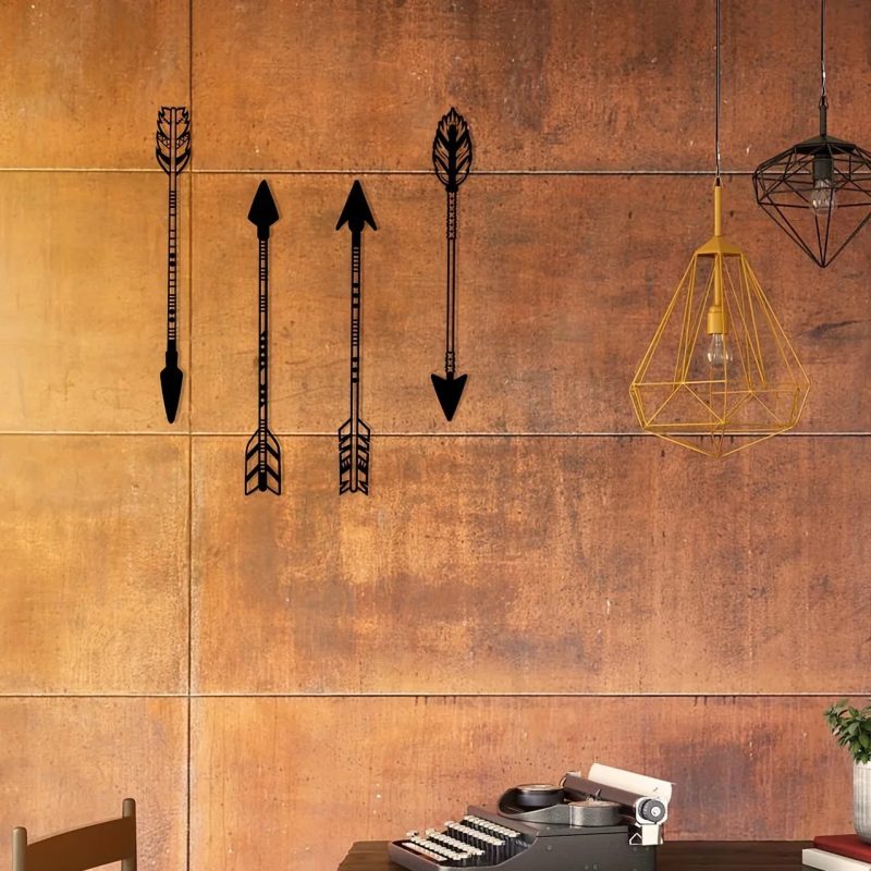 4 Pcs Black Metal Arrow Wall Art Set - Image 4