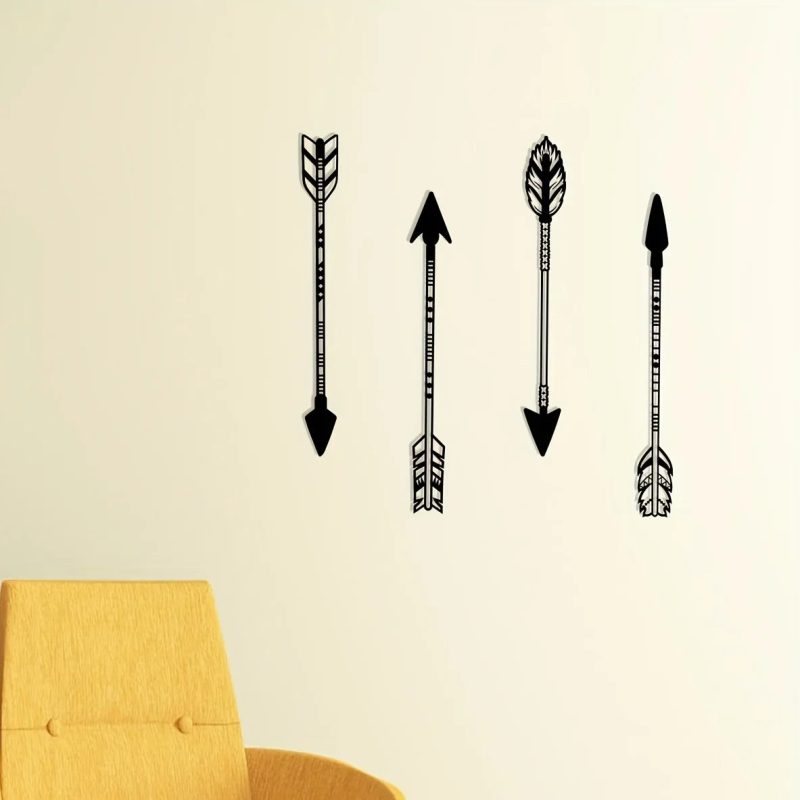4 Pcs Black Metal Arrow Wall Art Set - Image 2