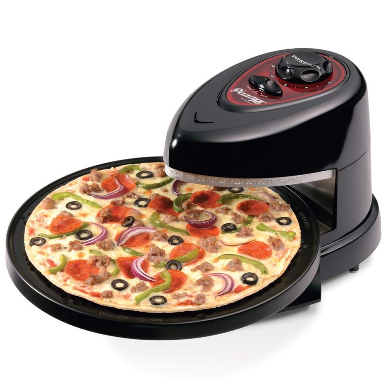 Presto Pizzazz Plus 1235W Rotating Countertop Pizza Oven with Timer, Non-Stick, Black - Image 4