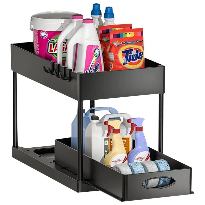 2 Tier Pull Out Cabinet Organizer Sliding Storage Rack - Image 8