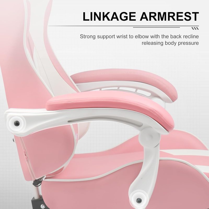 GTPLAYER Gaming Chair, Computer Chair with Footrest and Lumbar Support, Height Adjustable Game Chair with 360  -Swivel Seat and Headrest and for Office or Gaming (White) - Image 40