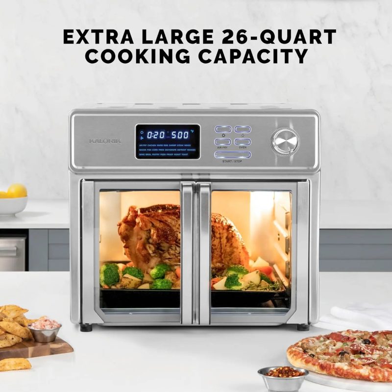 Kalorik MAXX庐 Digital Air Fryer Oven, 26 Quart, 10-in-1 Countertop Toaster Oven & Air Fryer Combo-21 Presets up to 500 degrees, Includes 9 Accessories & Cookbook - 图片 3