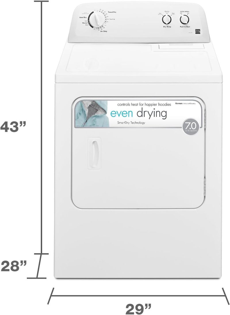 Kenmore 29" Front Load Electric Dryer with Wrinkle Guard and 7.0 Cubic Ft. Total Capacity, White - 图片 6