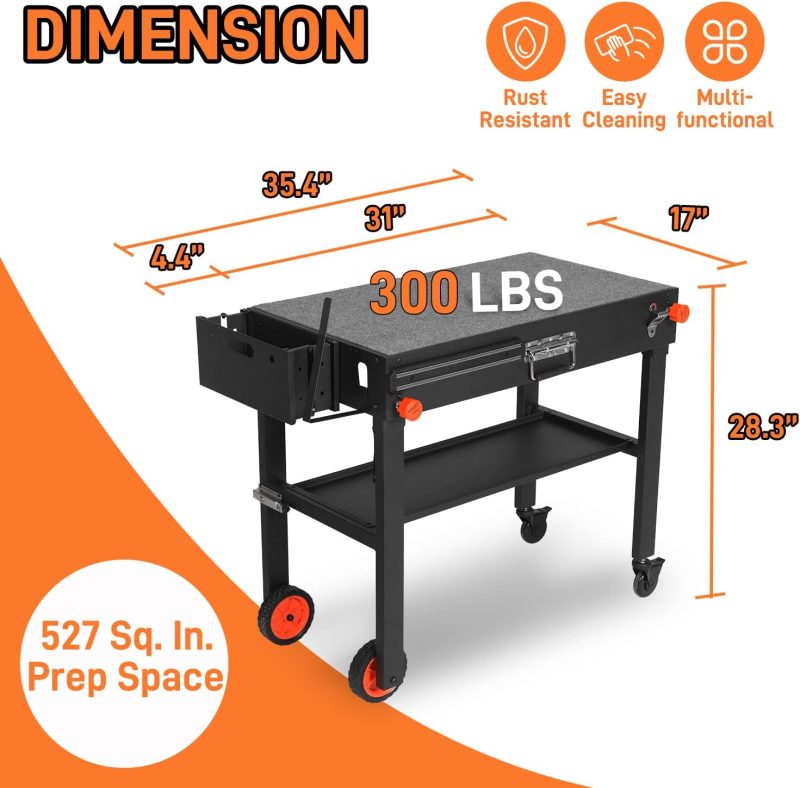 Grill Table for Blackstone Griddle, Portable Griddle Table with Caddy - Fit 17 ?or 22 ?Other Tabletop Grill, Foldable Ninja Grill Stand& Blackstone Griddle Stand for Outdoor Tailgating-Camping - Image 4