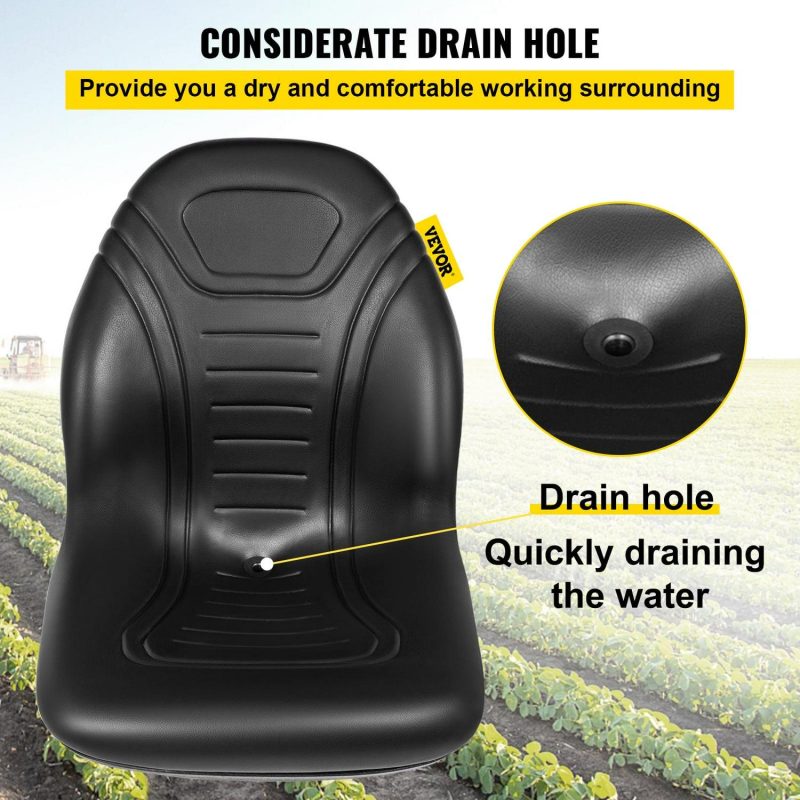 VEVOR Yamaha High-Back Tractor Seat, Black Vinyl, Universal Fit for Mowers & Forklifts, Drain Hole, Easy Install - Image 4