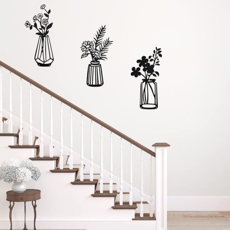 3PC Flat Metal Vase Wall Decor - Image 9