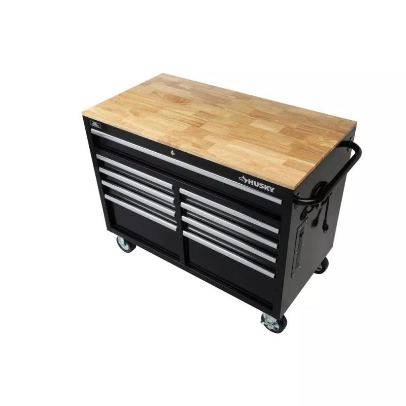 🔥46 in. W x 24 in. D 9-Drawer Gloss Black Deep Tool Chest Mobile Workbench - Image 3