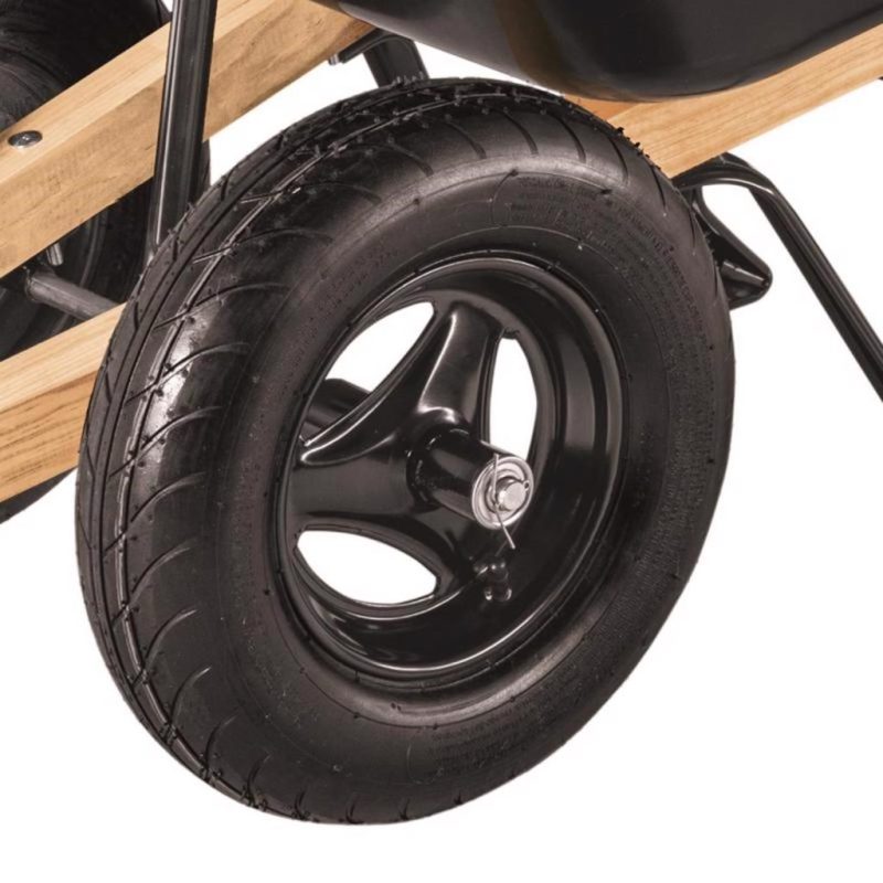 Ace 10 cu ft Poly Wheelbarrow with Dual 16′′ Pneumatic Tires and Hardwood Handles - Image 3