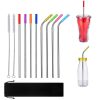 8 Pcs Stainless Steel Metal Drinking Reusable Straws + Cleaner Brush Kit - 图片 4