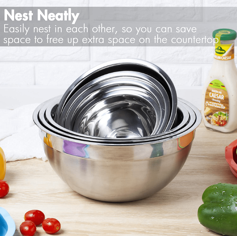 7 Piece Stainless Steel Mixing Bowls with Airtight Lids. - Image 5