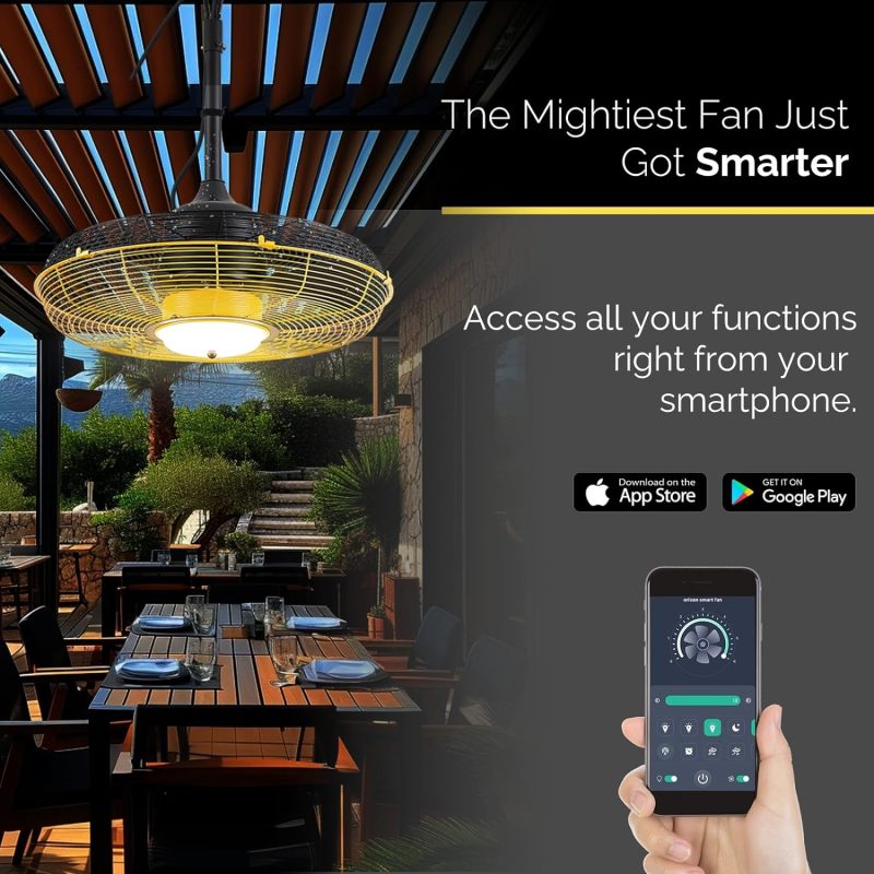 21'' Outdoor Ceiling Fan with Light, Plug in Ceiling Fan with Remote, Gazebo Fans Outdoor Hanging for Patios Waterproof, Wet Rated Hanging Fan with App Control - Image 2