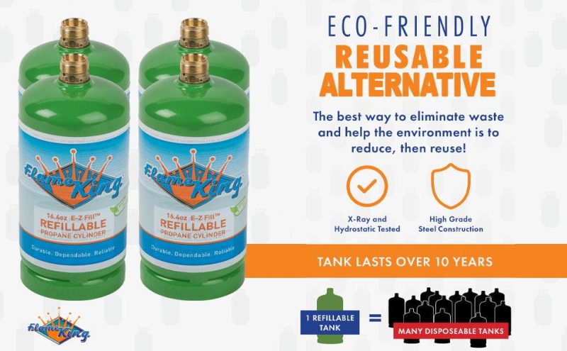 Flame King 4 pack Eco Friendly Sustainable 1lb Refillable Propane Tank LP Cylinder - Image 2
