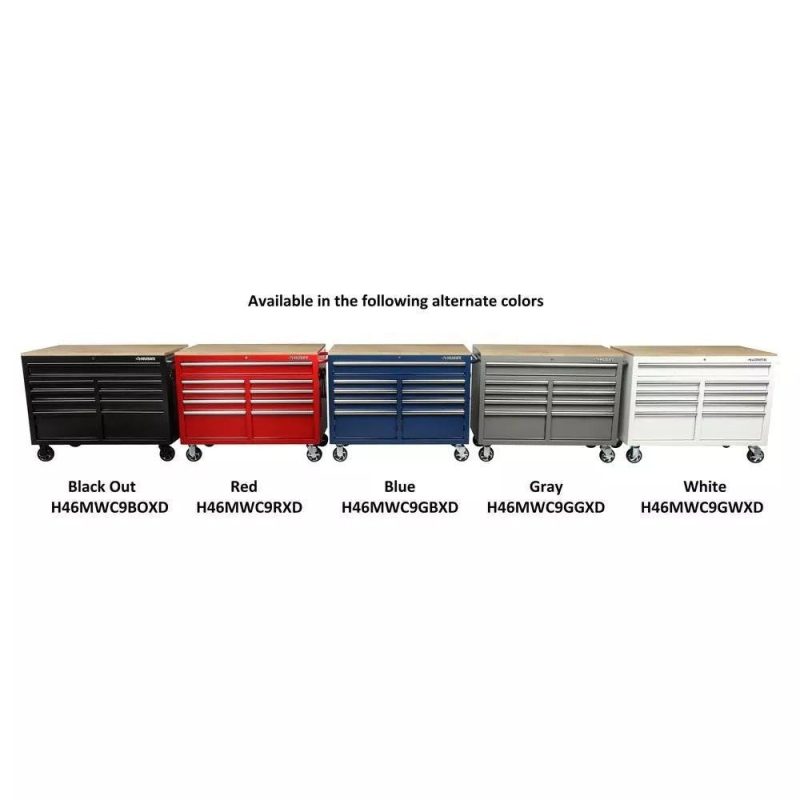 🔥46 in. W x 24 in. D 9-Drawer Gloss Black Deep Tool Chest Mobile Workbench - Image 7