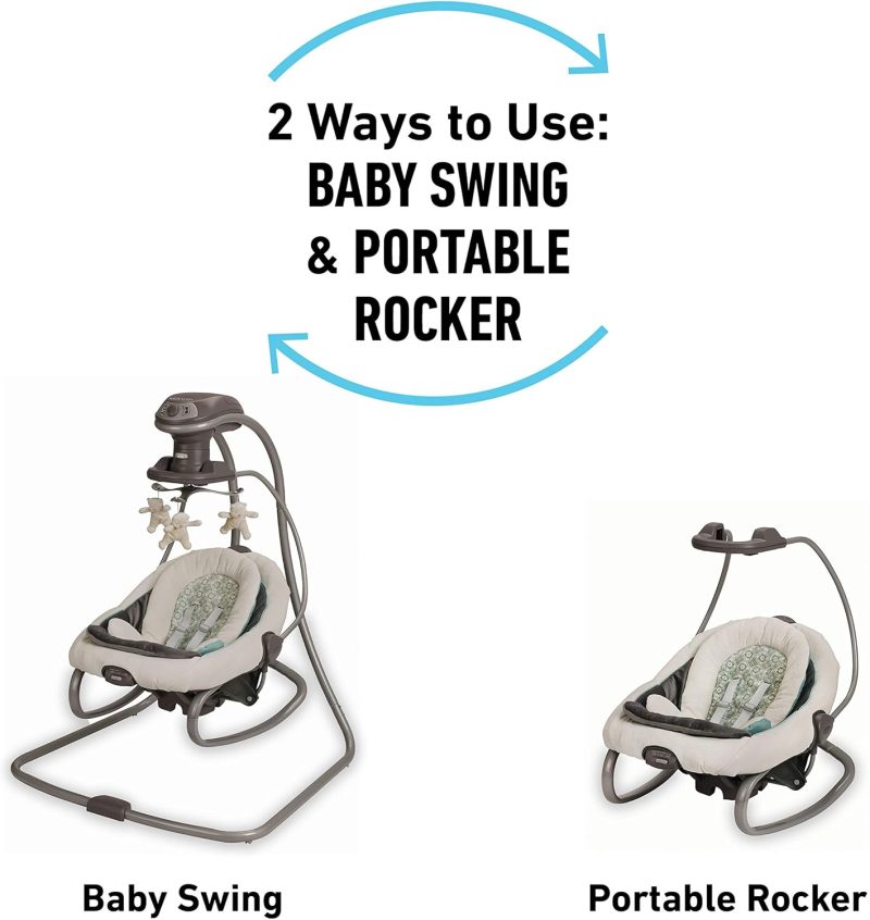Graco DuetSoothe Swing and Rocker, Sapphire, 3-Position, 2-Speed Vibration, Portable with Carry Handles - Image 9
