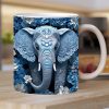3D Elephant Flowers Mug – Customizable Ceramic Coffee Mug for Animal Lovers - Image 3