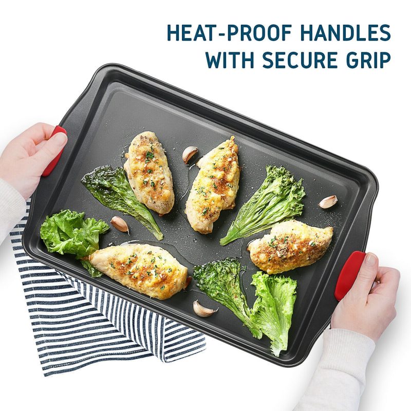 6 Piece Baking Sheet Pan Set Nonstick Cookie Sheets Spatula and Silicon Brushes - Image 3