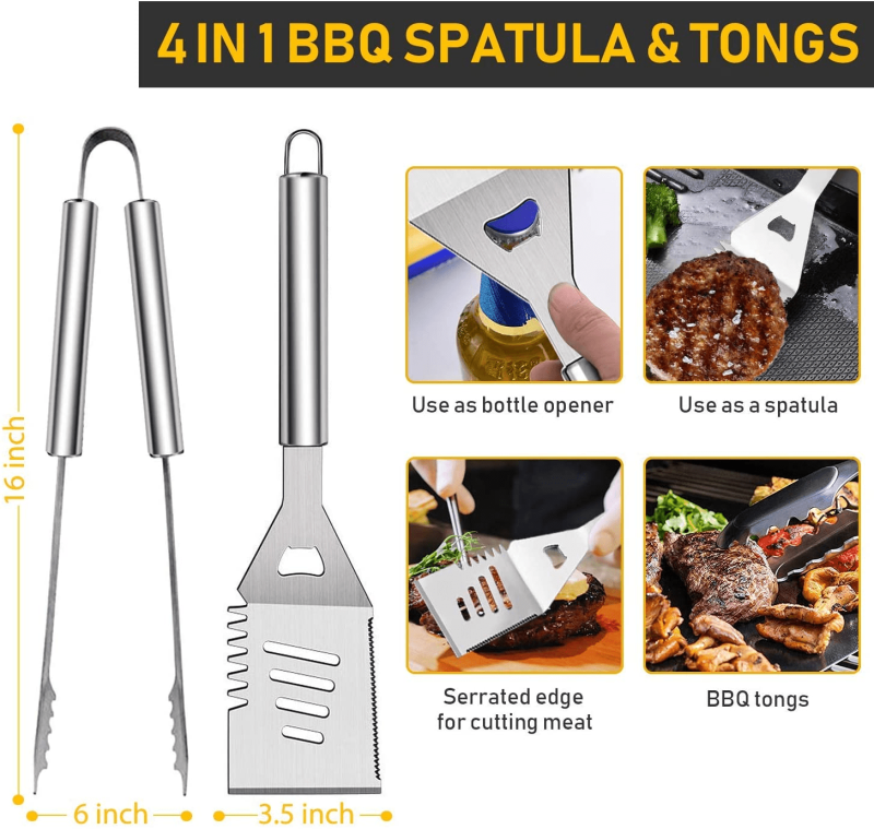 34 Pcs BBQ Grill Accessories Tools Set, 16 Inches Stainless Steel Grilling Tools With Carry Bag - Image 3