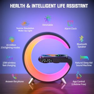 4 in 1 Atmosphere New Intelligent LED Wireless I Phone Charger Sleep Assist Music Night Lamp