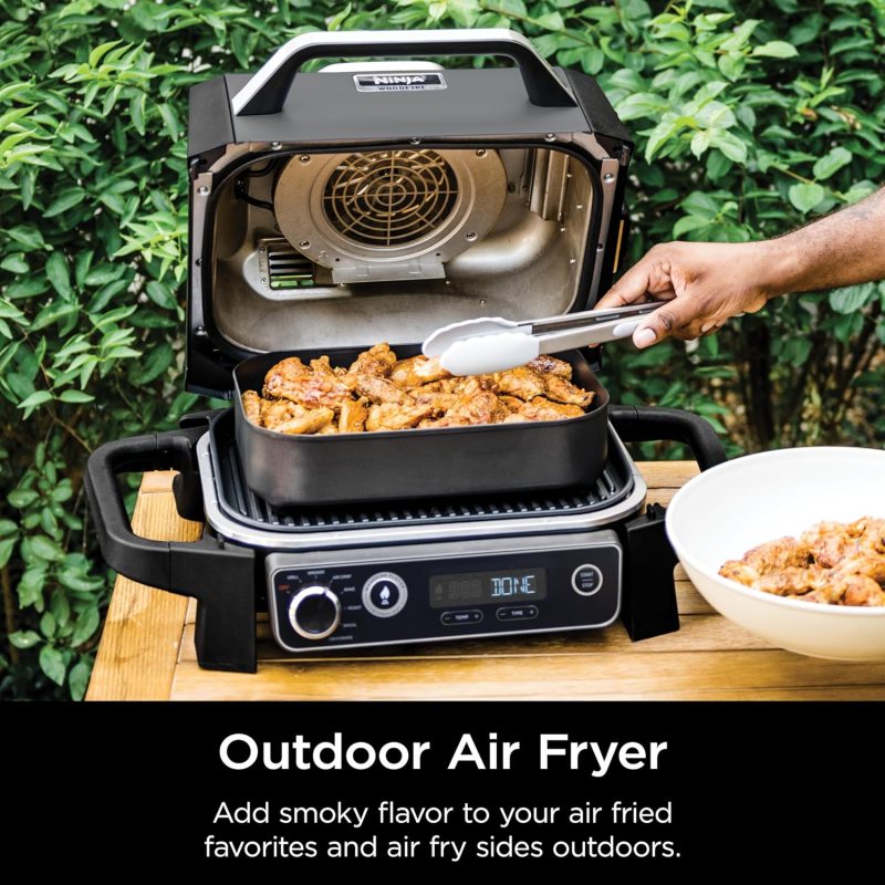 7-in-1 Grill & Smoker with Thermometer, Air Fryer, BBQ, Bake, Roast, Broil – Portable Electric Outdoor Grill, Grey - Image 33