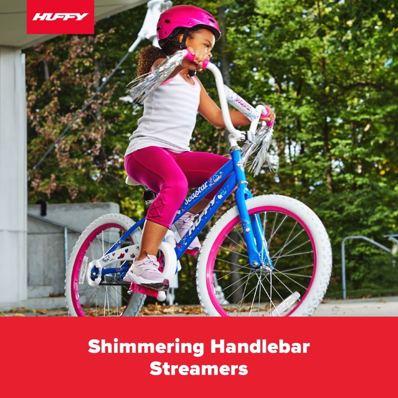 Huffy Sea Star Kids Bike, 20′′ Wheels, Ages 5-12, Blue/Pink, Steel Frame, Coaster Brake, Streamers - 图片 2
