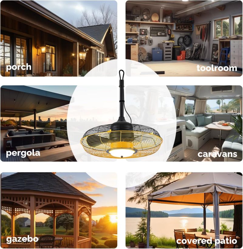 21'' Outdoor Ceiling Fan with Light, Plug in Ceiling Fan with Remote, Gazebo Fans Outdoor Hanging for Patios Waterproof, Wet Rated Hanging Fan with App Control - Image 4