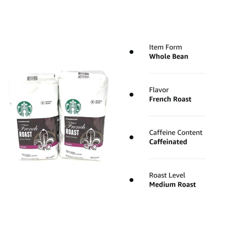 Starbucks French Roast Whole Bean Coffee, 80 Oz, Intense & Smoky Flavor, 2 x 40 Oz Packs - Image 2