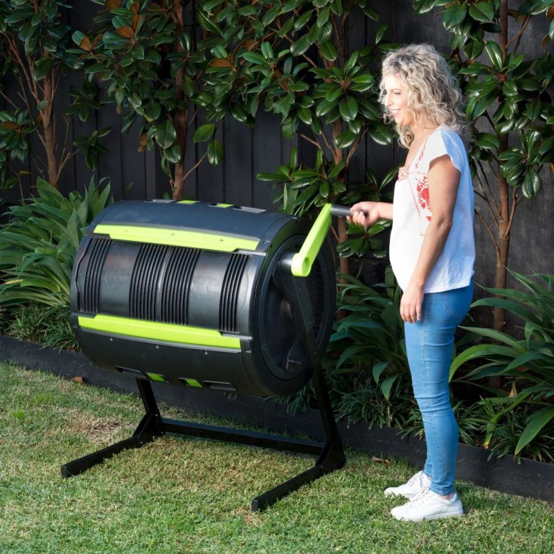 Maze 65-Gallon Compost Tumbler & Cart Combo, Dual Compartments, UV-Protected, Zinc-Coated, Black - Image 3