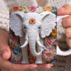 3D Elephant Flowers Mug – Customizable Ceramic Coffee Mug for Animal Lovers - Image 8