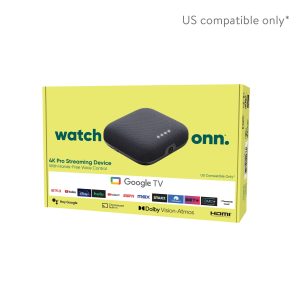 Onn. 4K Pro Streaming Device with Google TV, 4K UHD, Dolby Vision & Atmos, Hands-Free Voice Control, Wi-Fi 6, Smart Hub