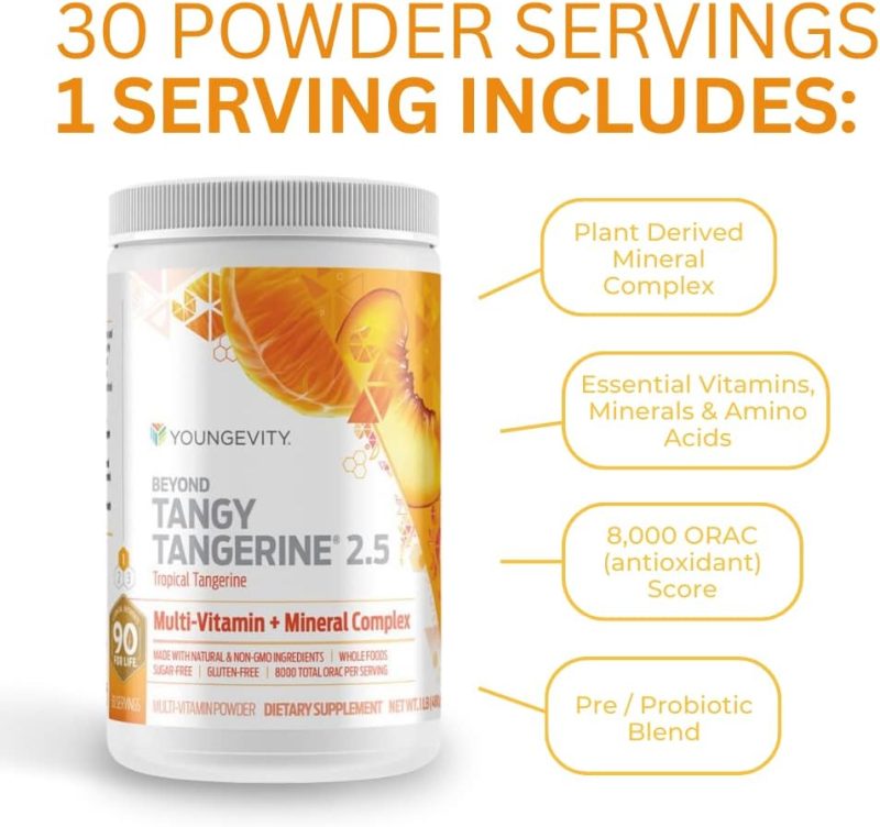Youngevity Beyond Tangy Tangerine 2.5 Tropical Tangerine Ultimate Multi-Vitamin & Mineral Complex - Made With Natural & Whole Foods | 8,000 ORAC (6) - Image 4