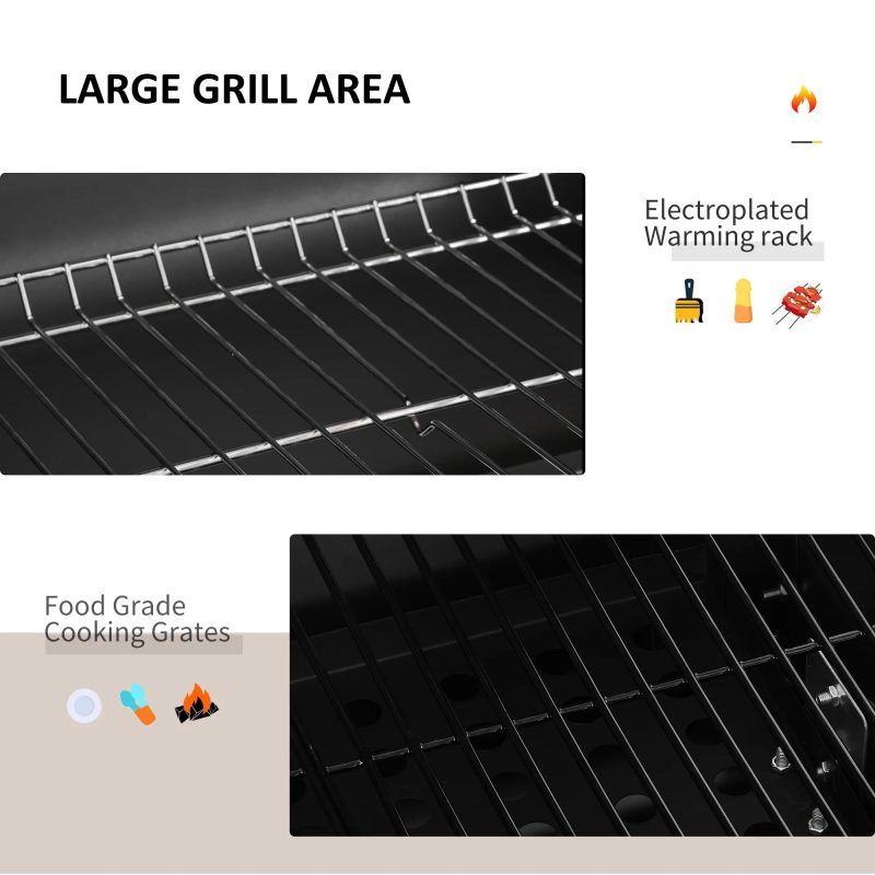 Outsunny Charcoal BBQ Grill, Outdoor Portable Cooker, Gray - Image 3