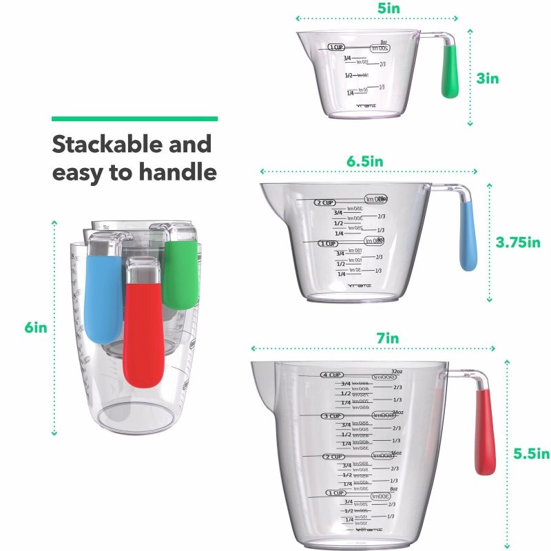 3 Piece Plastic Measuring Cups Set - Image 6