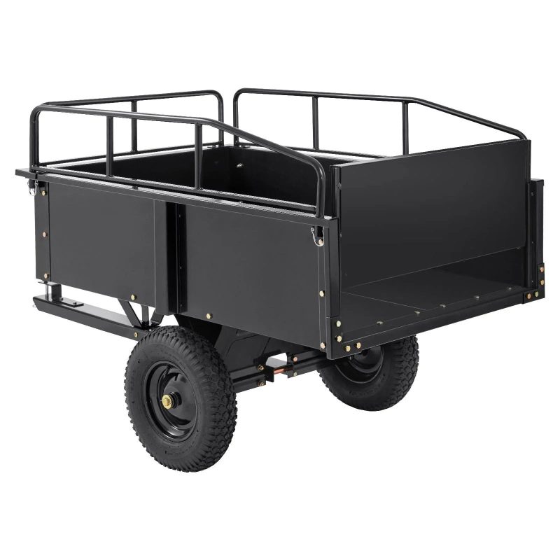 VEVOR Heavy Duty ATV Trailer Steel Dump Cart, 750-Pound 15 Cubic Feet, Garden Utility Trailer with Removable Sides for Riding L - Image 6