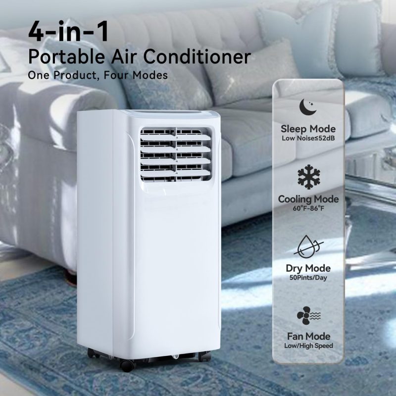 Portable Air Conditioner Cools up to 300 Sq.ft, 4-IN-1 Portable AC Unit with Cooling, Dehumidifier, Fan, 24H Timer (Window Venting Kit Included) - Image 25