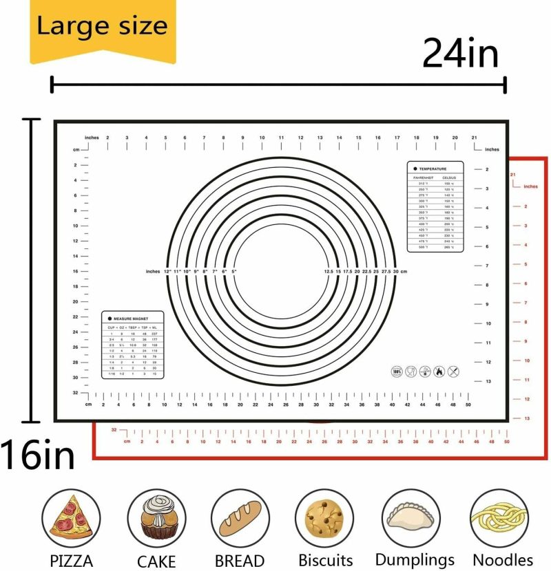 2 Pack Silicone, Non Slip, Measurement Pastry Mat - Image 11