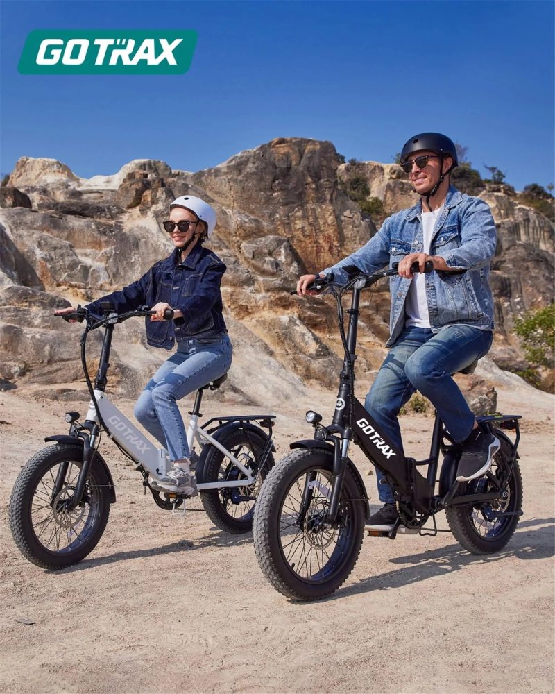 GOTRAX F2 Step-Through Foldable Electric Bike - 20" x 3" Air Filled Tires - 20MPH & up to 40 Mile Range - White - MadeInUSA - Image 5