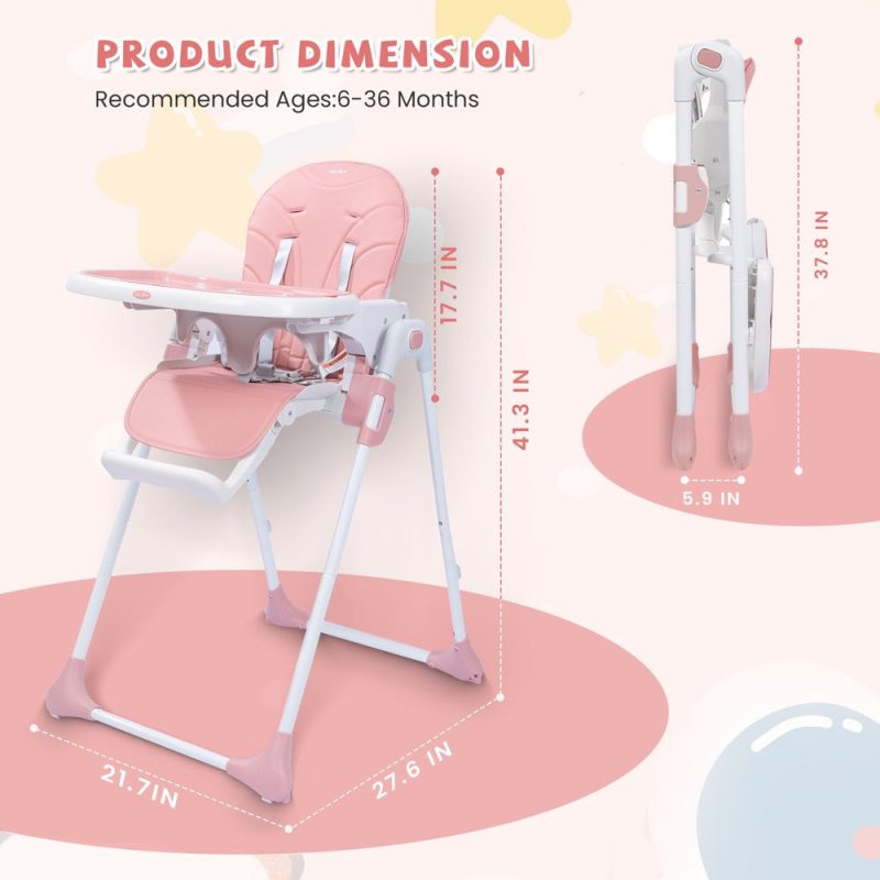SEJOY Portable Folding Highchair for Babies & Toddlers with Adjustable Height - Image 2
