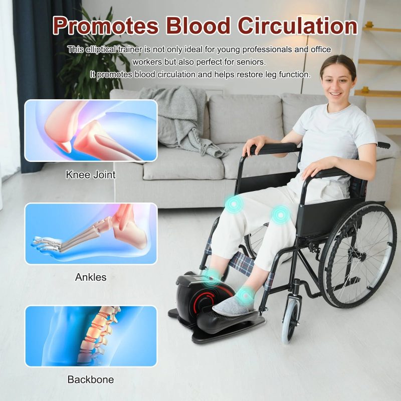 Under Desk Elliptical Machine, Ellipse Leg Exerciser for Seniors Fully Assembled, Quiet & Portable Electric Seated Pedal Exerciser with Remote Control & Adjustable Speeds - Image 5
