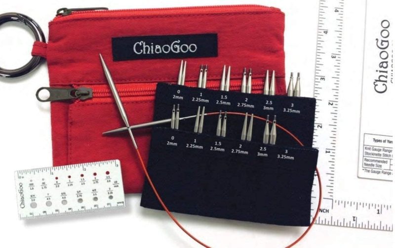 ChiaoGoo Twist Shorties Interchangeable Knitting Needle Set Bundle – Mini & Small, Stainless Steel, Red & Blue, Circular Needles 9′′-14′′ - 图片 2