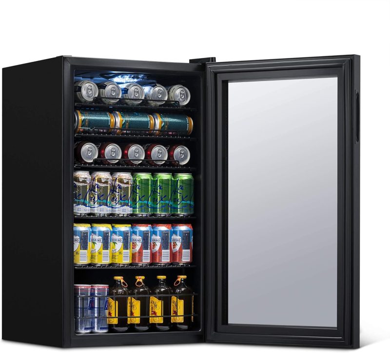 Beverage Refrigerator Cooler | 126 Cans Free Standing with Right Hinge Glass Door | Mini Fridge Beverage Organizer Perfect For Beer, Wine, Soda, And Cooler Drinks - Image 59