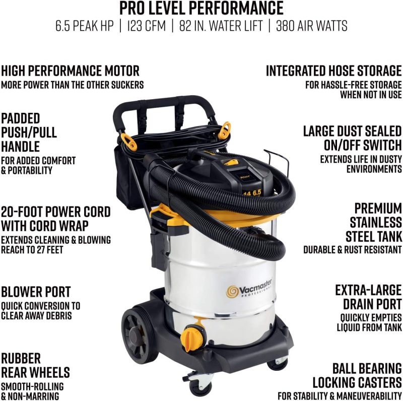 Beast Professional Series 14 Gal. 6.5 HP Steel Tank Wet/Dry Vac with Cart - Image 3